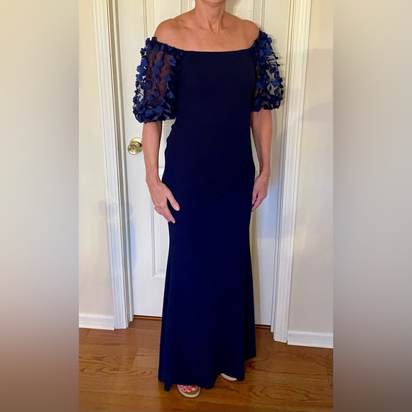 Xscape Dresses & Skirts - WORN ONCE Xscape floor length navy blue gown size 4